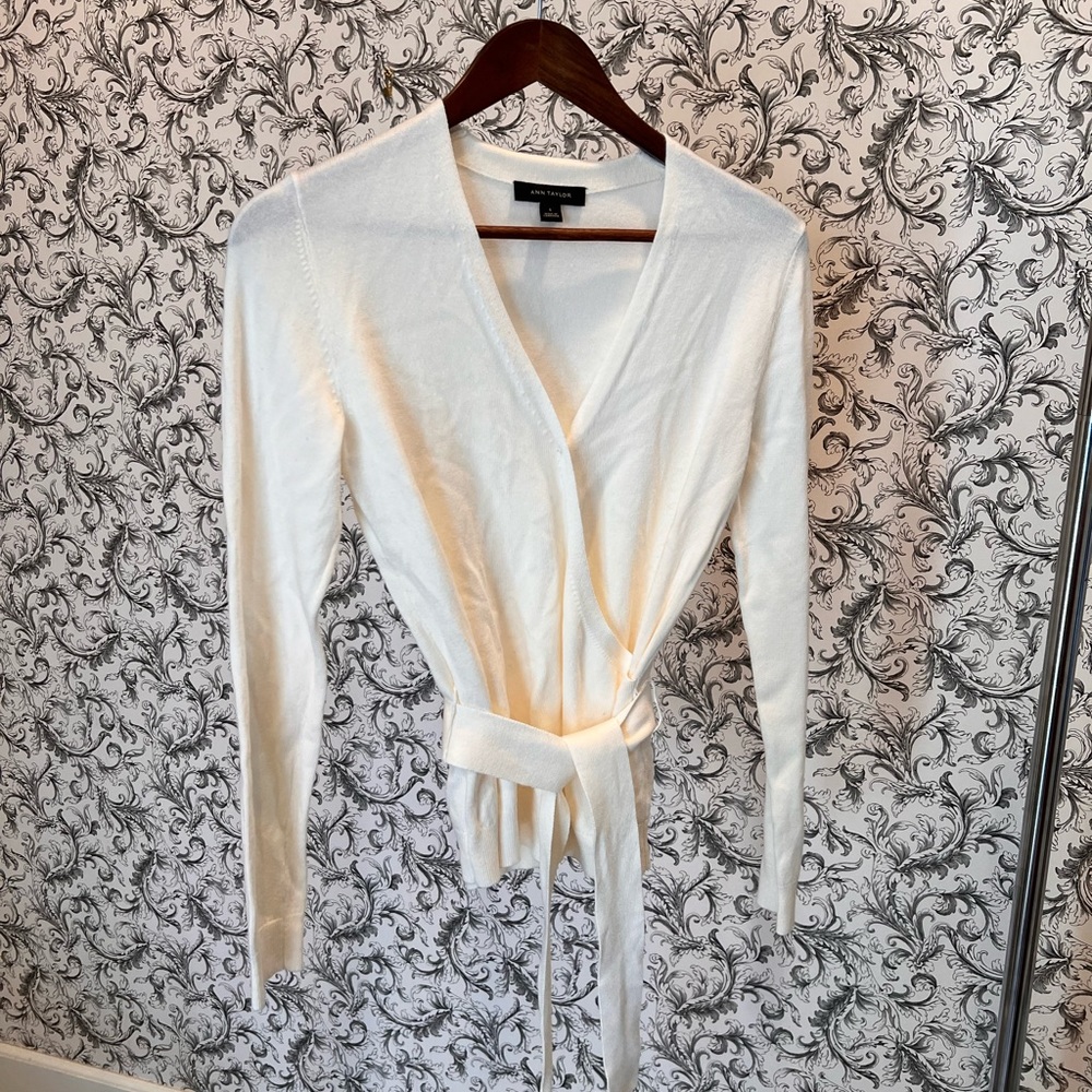 Ann Taylor, ballet wraparound sweater with Thai clothes, cream, size small